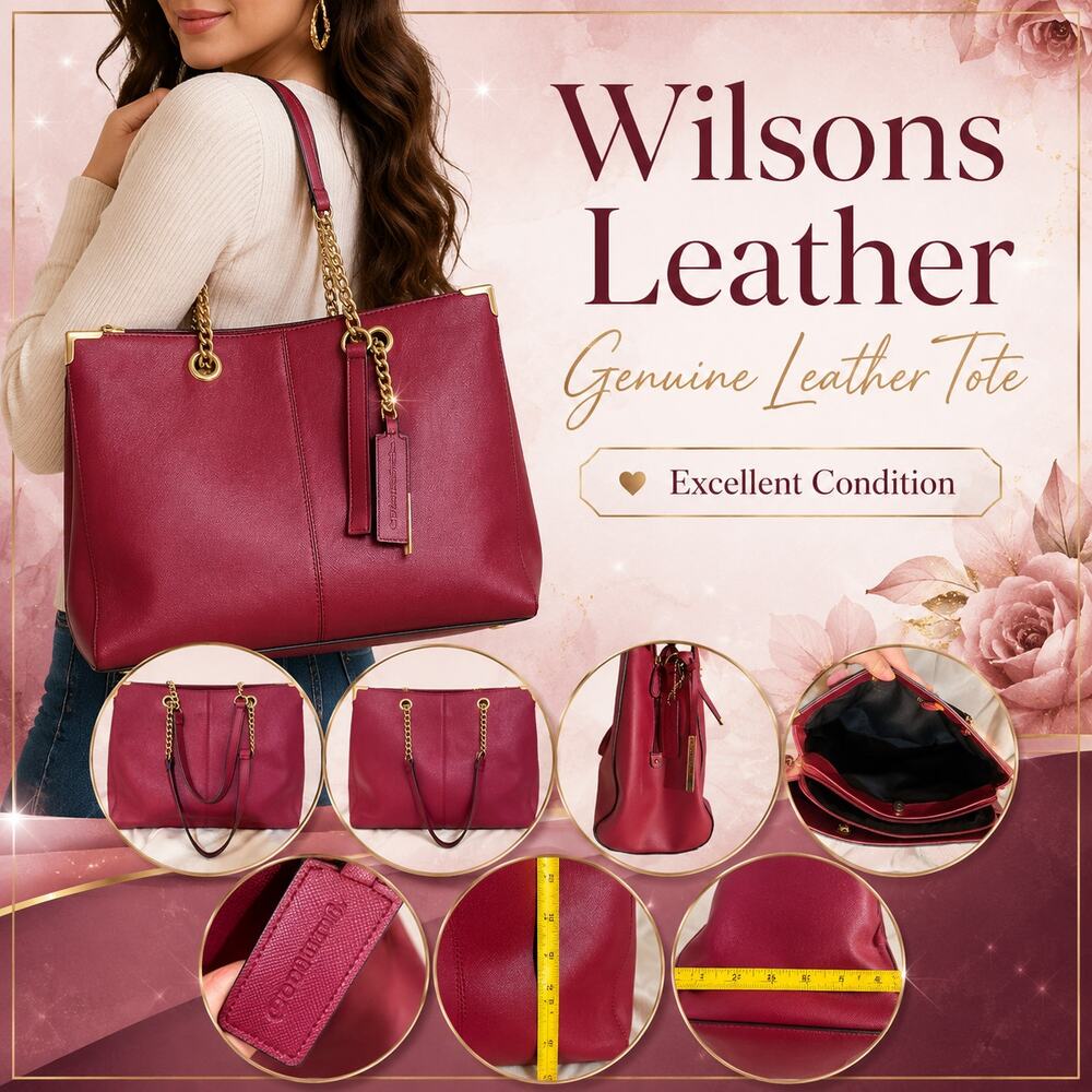 Wilsons Leather Burgundy Genuine Leather Chain Strap Tote Bag Large